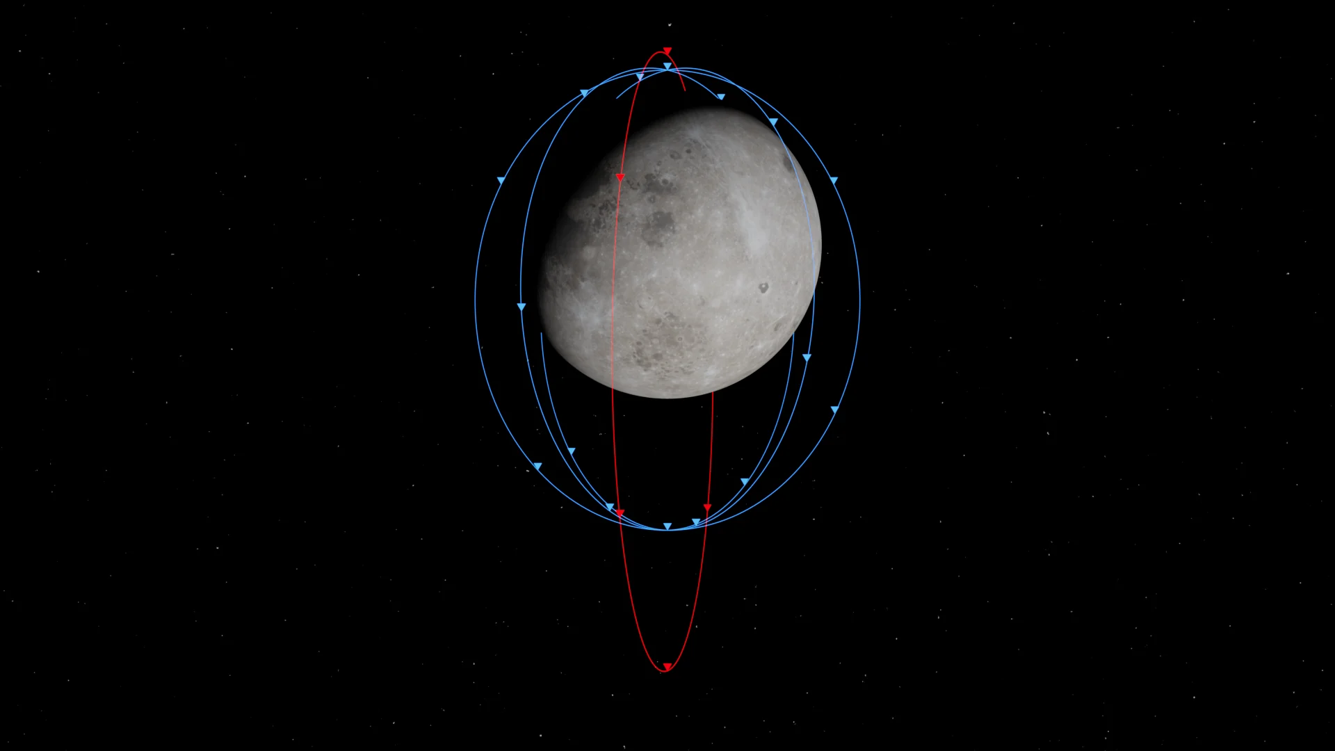 Concept rendering of the LANTRN lunar polar orbit constellation